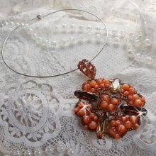 Autumn pendant necklace with Swarovski crystals and cat eye glass beads